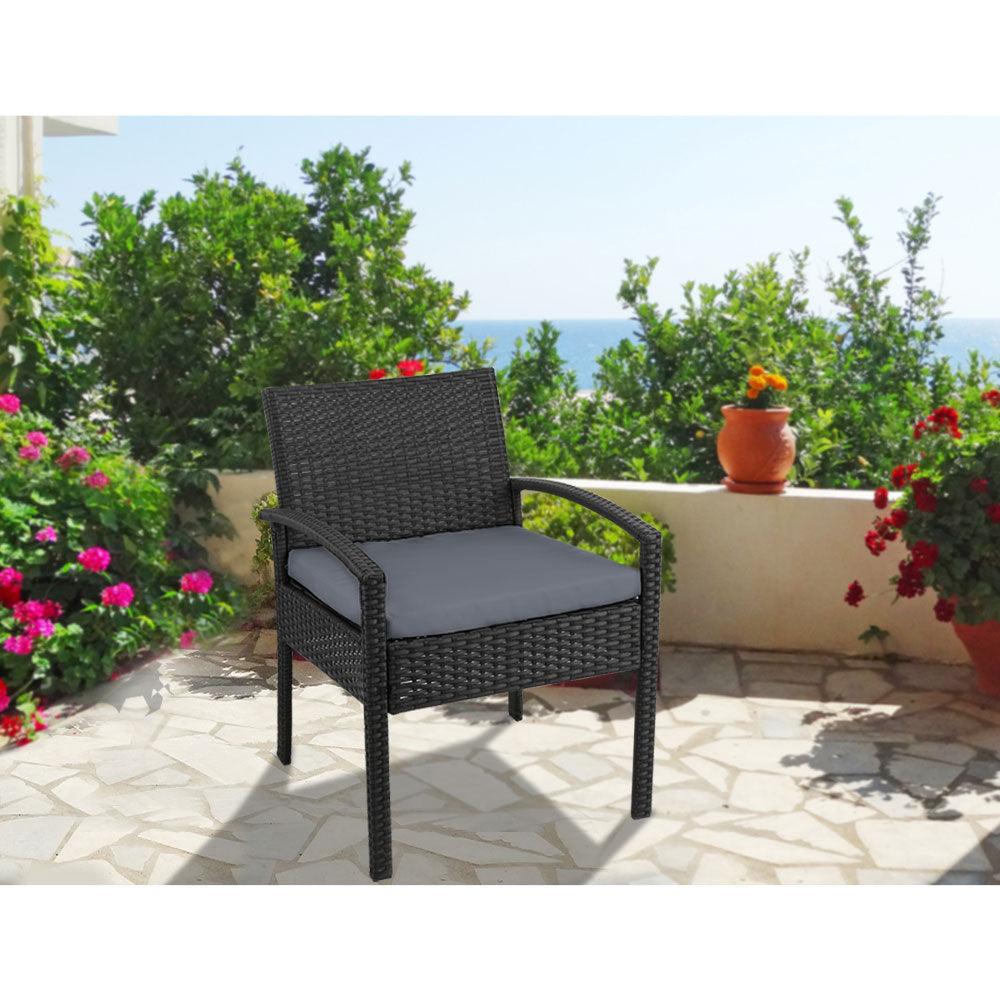 Outdoor Furniture Bistro Wicker Chair - Black