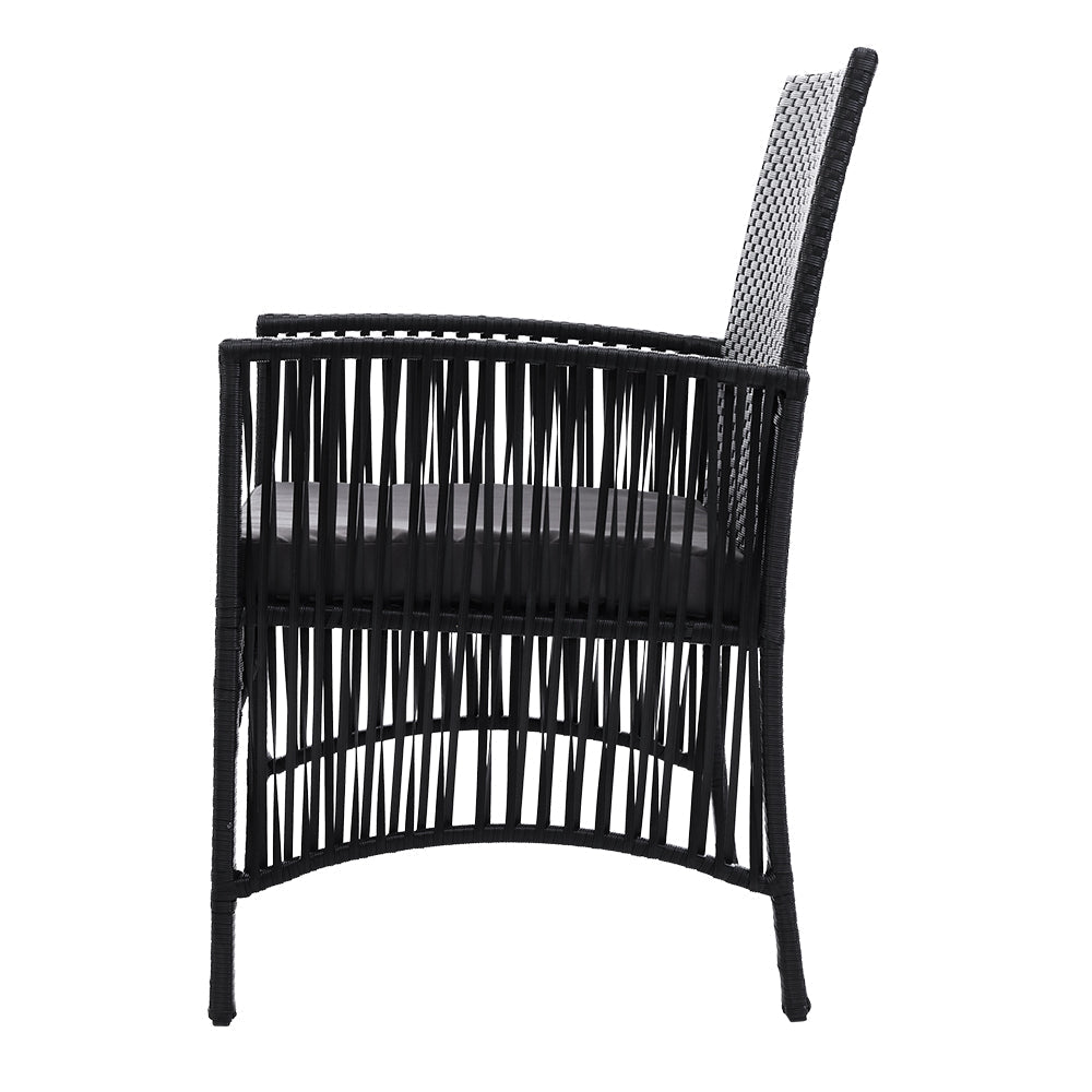 Outdoor Furniture Dining Chair Table Bistro Wicker Patio Set - Gray