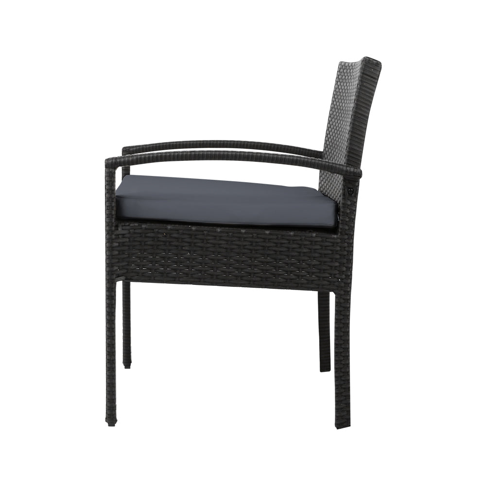 Outdoor Patio Furniture Dining Chairs Table Patio Bistro Wicker Set - Black