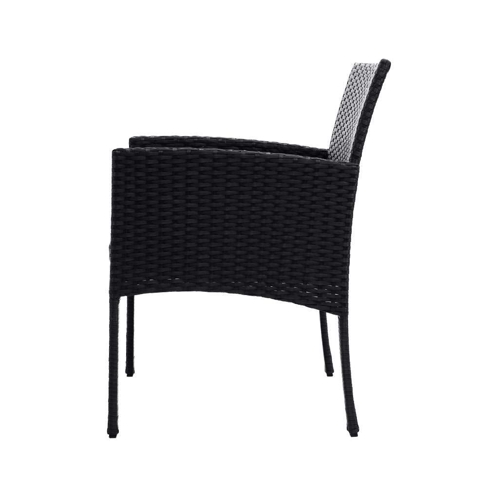 Garden Patio Furniture Dining Chairs Table Patio Bistro Wicker Set - Black