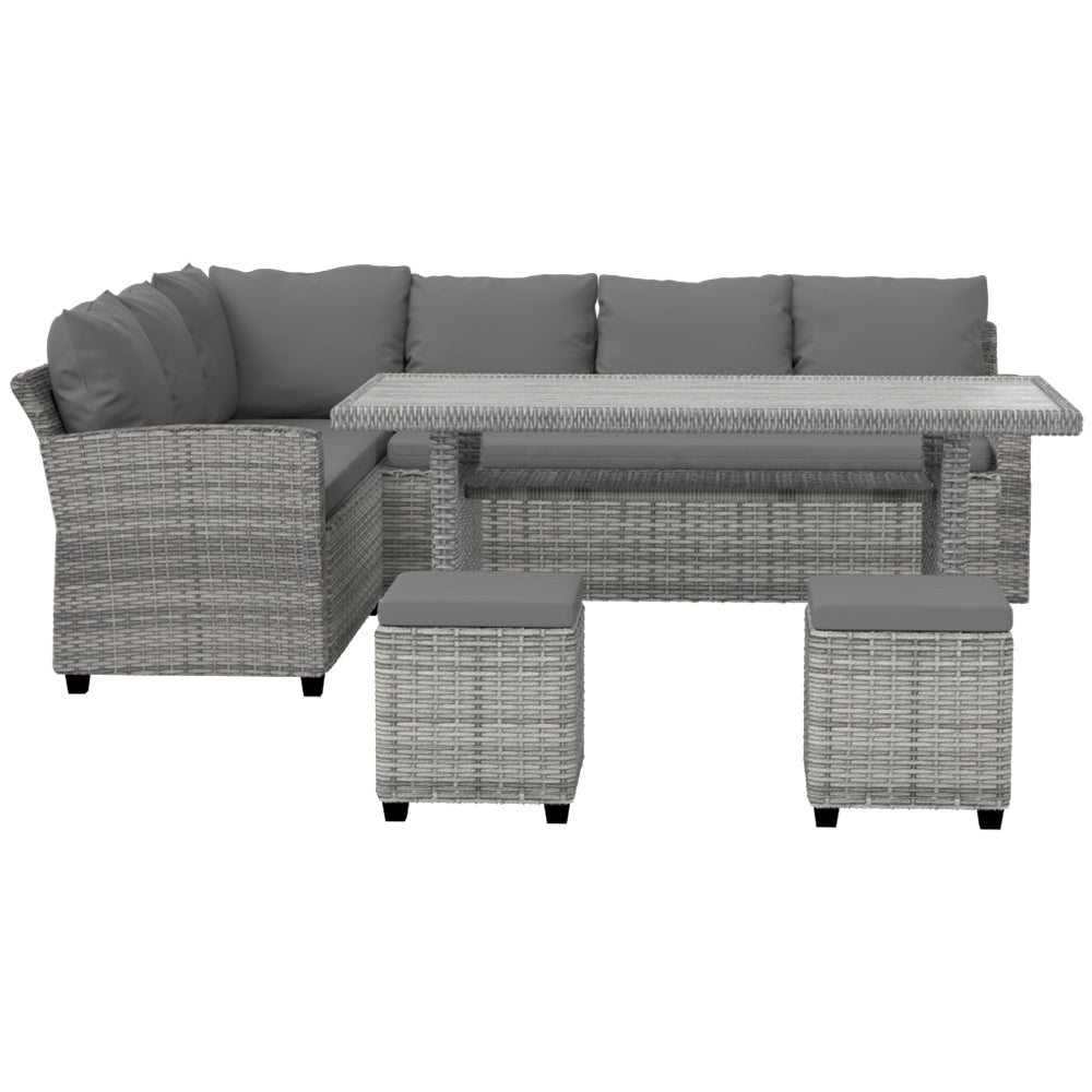 Outdoor Dining Wicker Furniture Lounge Sofa Set - 8 Seater