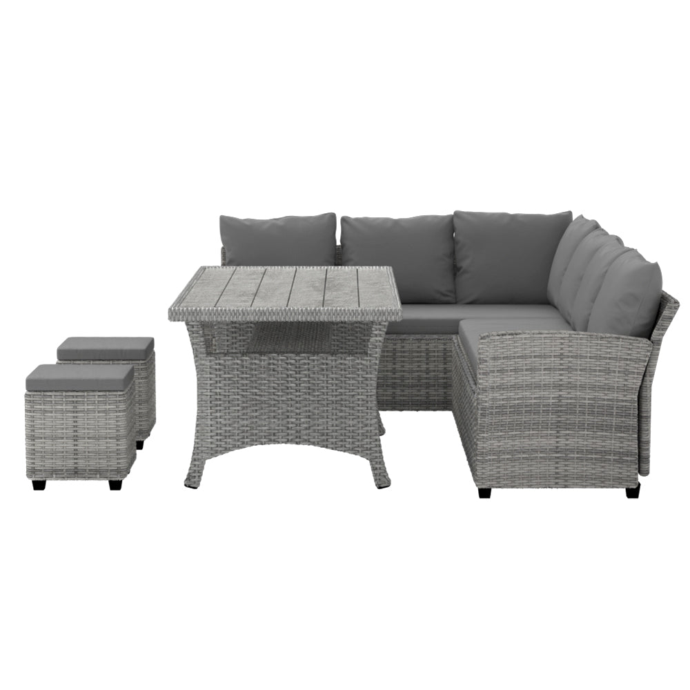 Outdoor Dining Wicker Furniture Lounge Sofa Set - 8 Seater