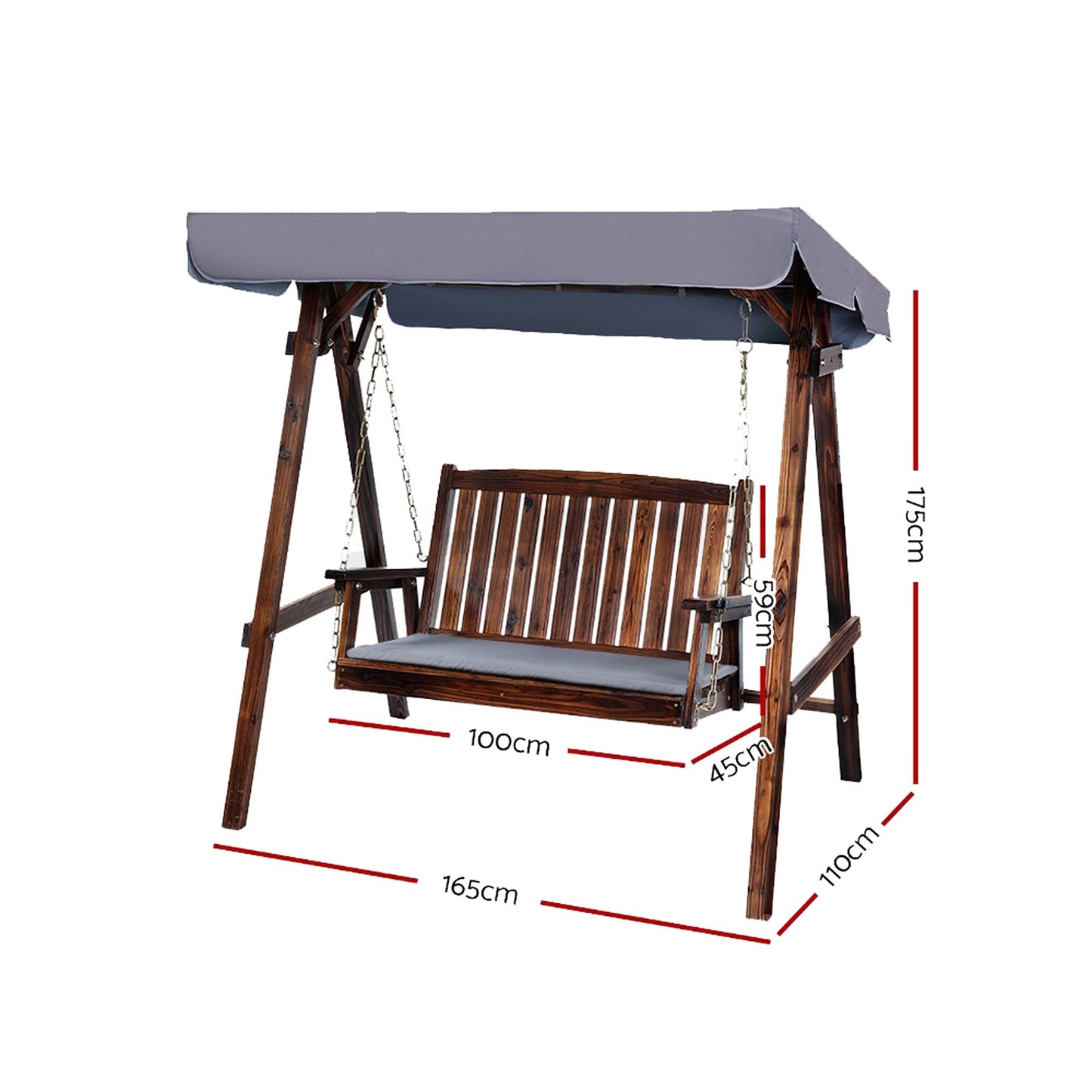 Wooden Outdoor Swing Chair with Canopy Garden Bench Furniture