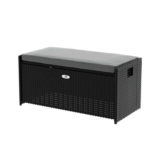 Storage Bench Box Garden Sheds Cushion Patio Tool Outdoor Chair - Black
