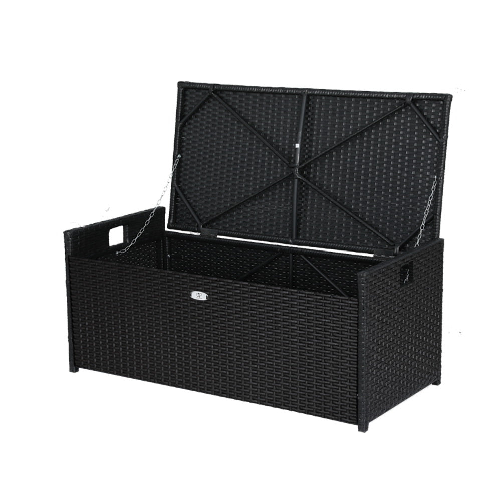 Storage Bench Box Garden Sheds Cushion Patio Tool Outdoor Chair - Black