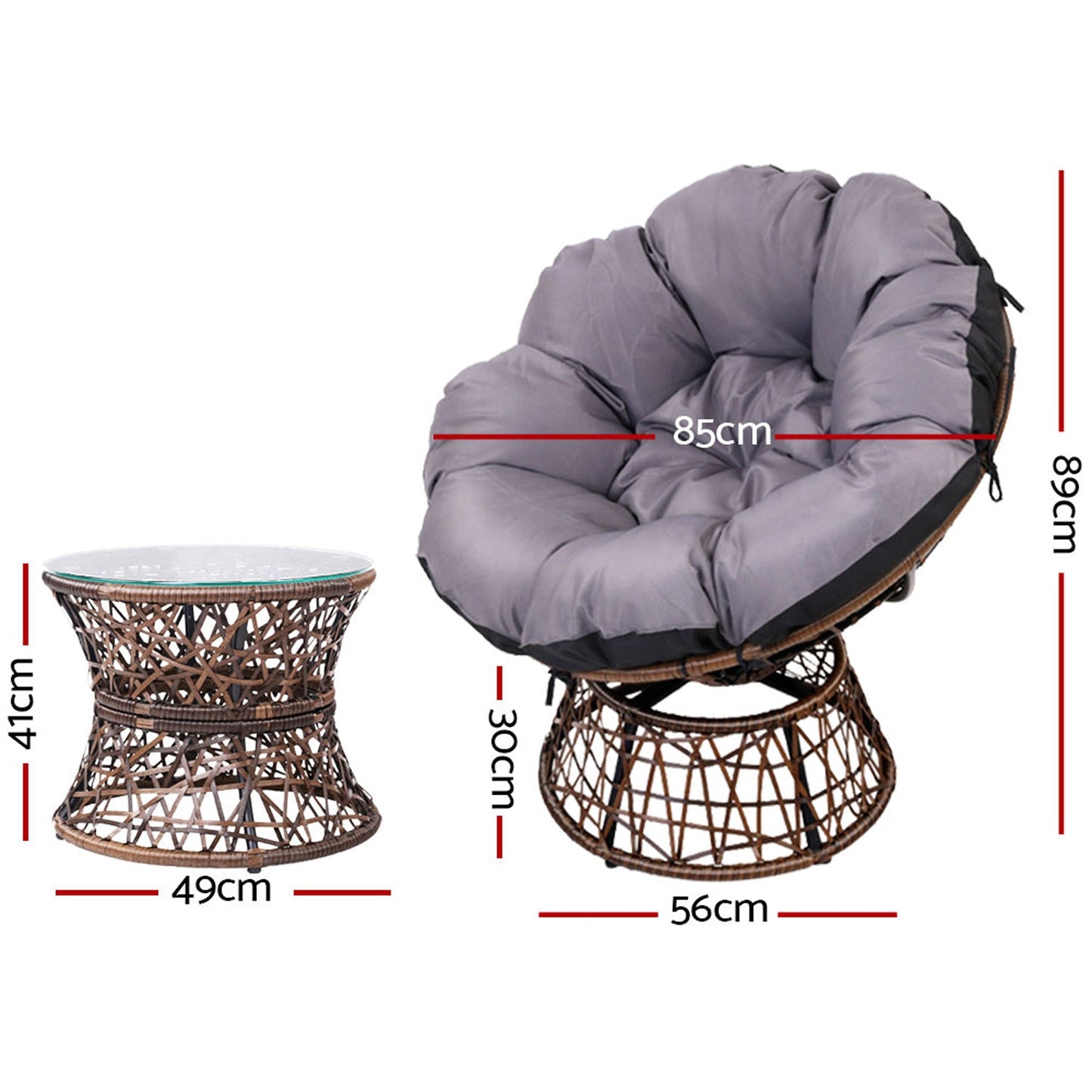 Outdoor Chairs Table Lounge Set - Brown
