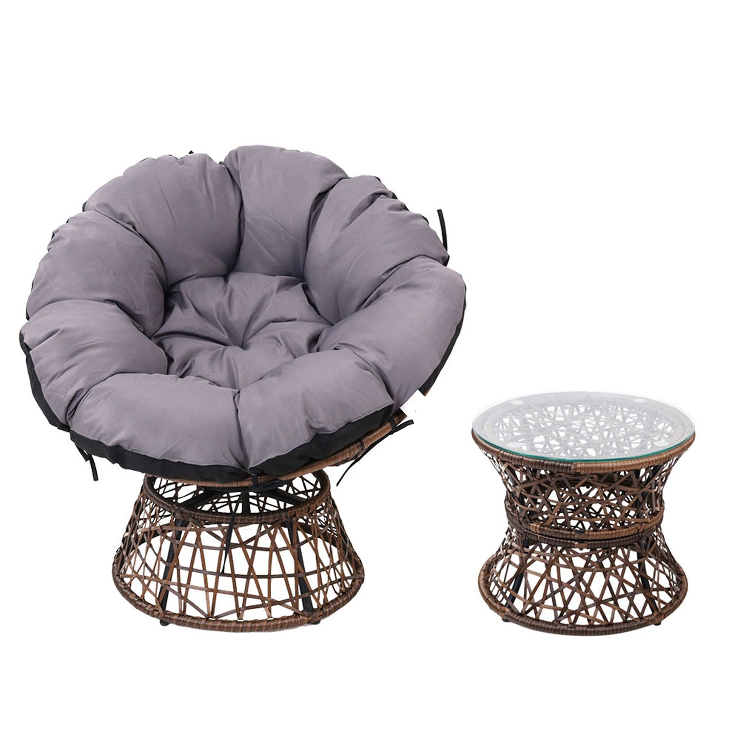 Outdoor Chairs Table Lounge Set - Brown