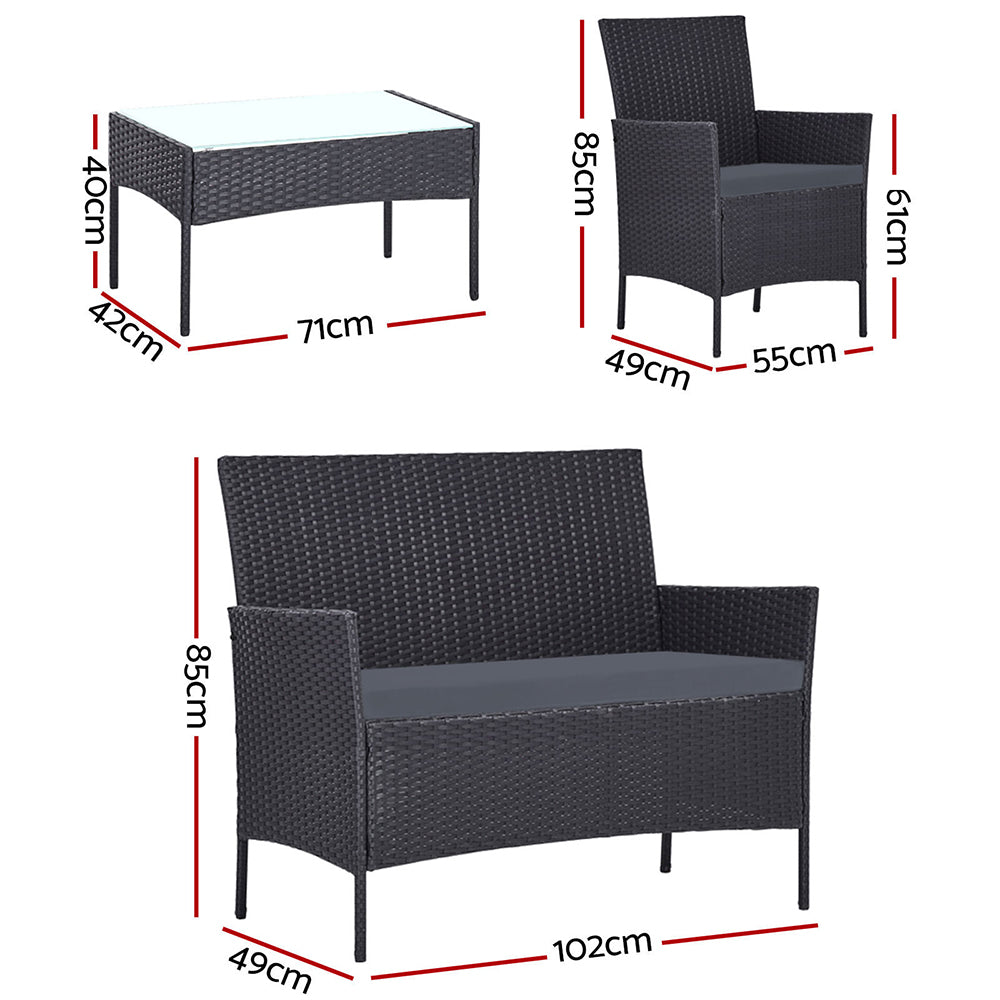 Outdoor Wicker Patio Dining Lounge Set with Storage Cover - Dark Grey