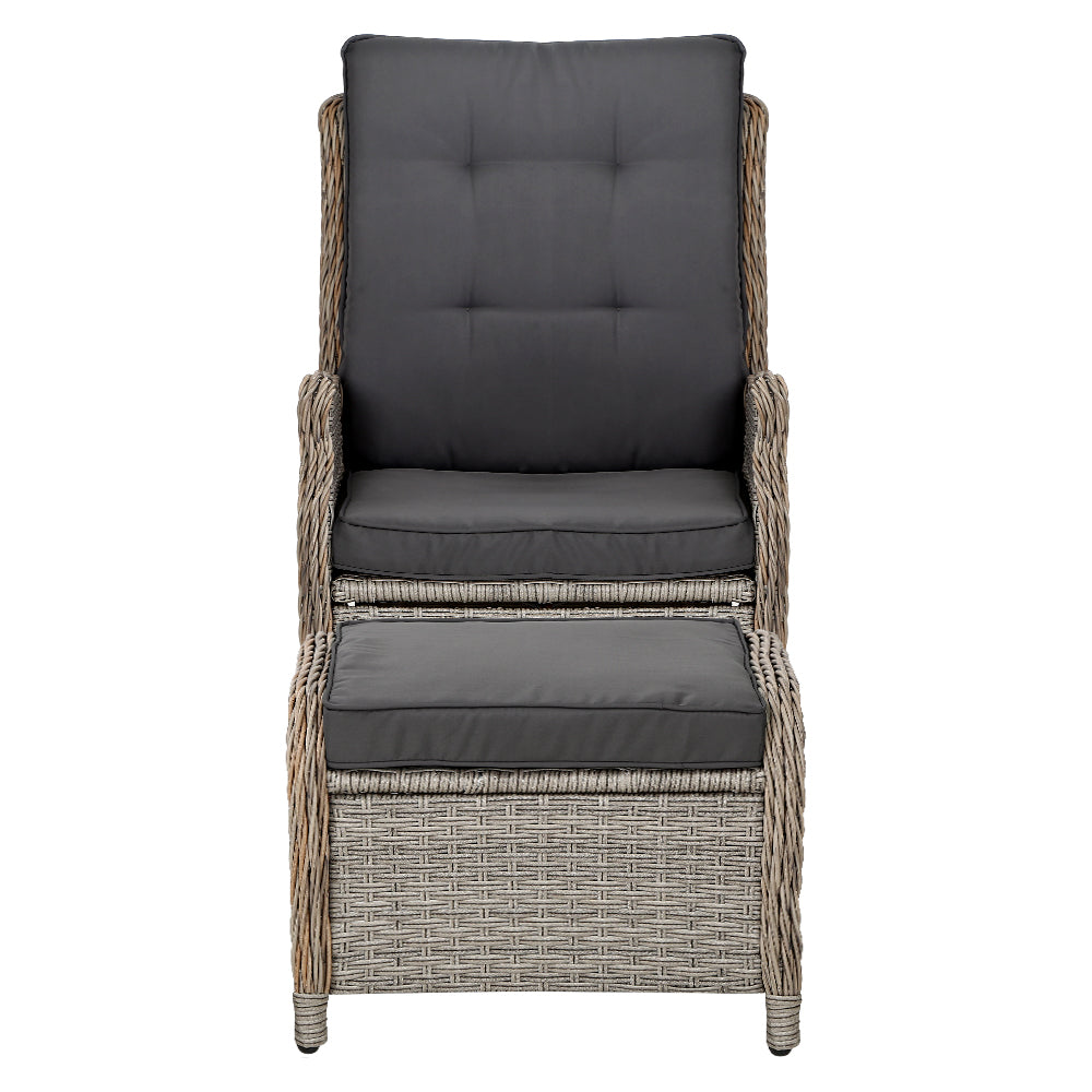 Recliner Chairs Outdoor Patio Wicker Sofa Lounge  Set of 2 - Black