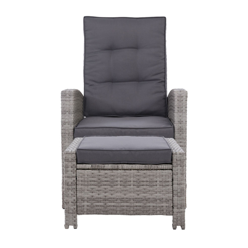 Sun Recliner Chair Outdoor Patio Garden Cushion Set of 2 - Black