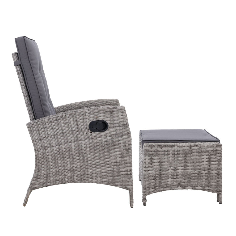 Sun Recliner Chair Outdoor Patio Garden Cushion Set of 2 - Black