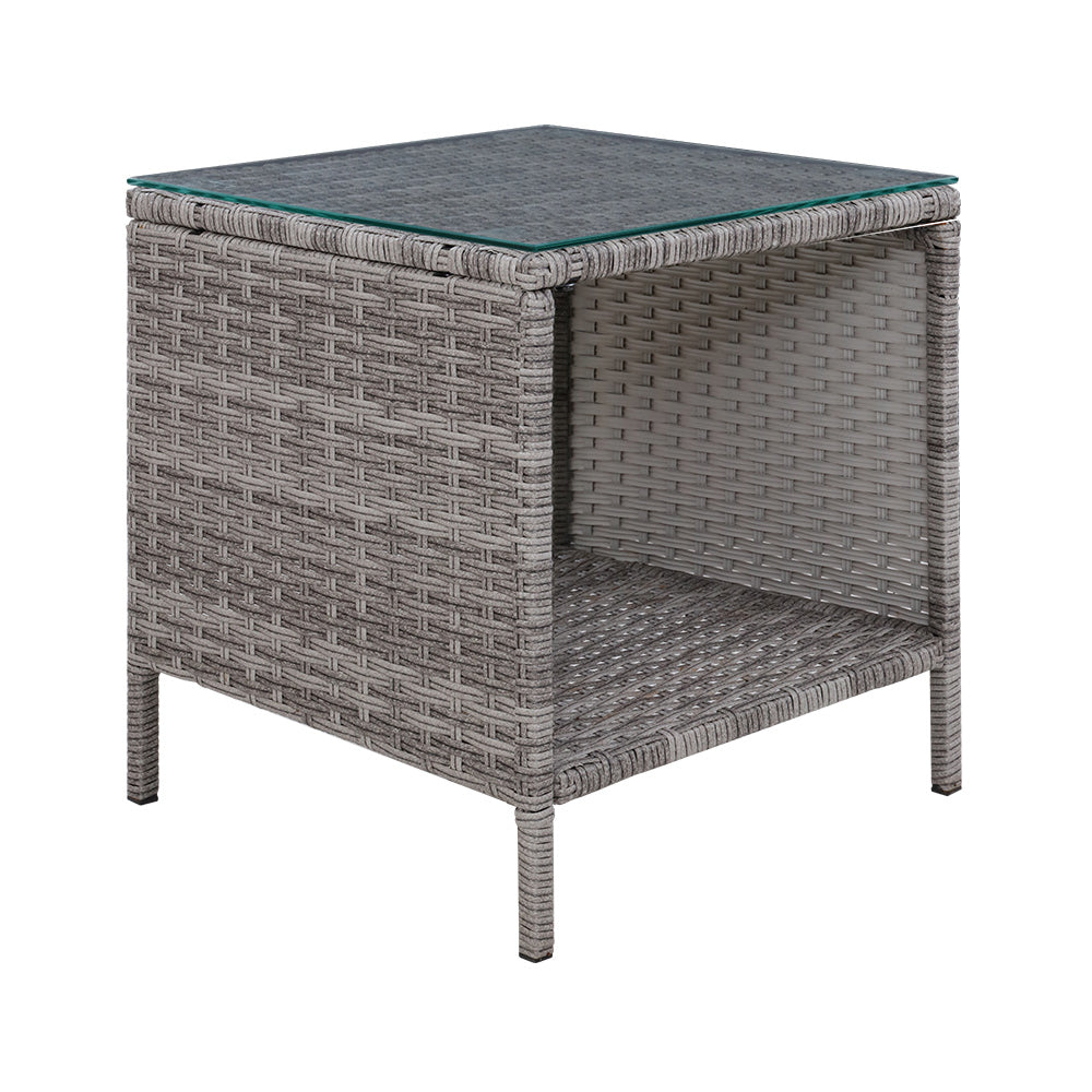 Garden Patio Outdoor Side Table Rattan Indoor Desk - Grey