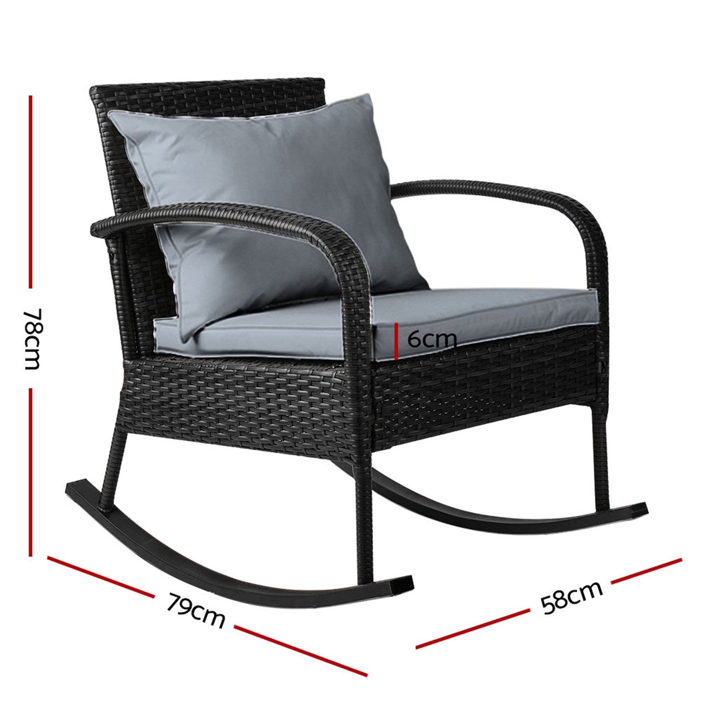 Garden Rocking Chair - Black