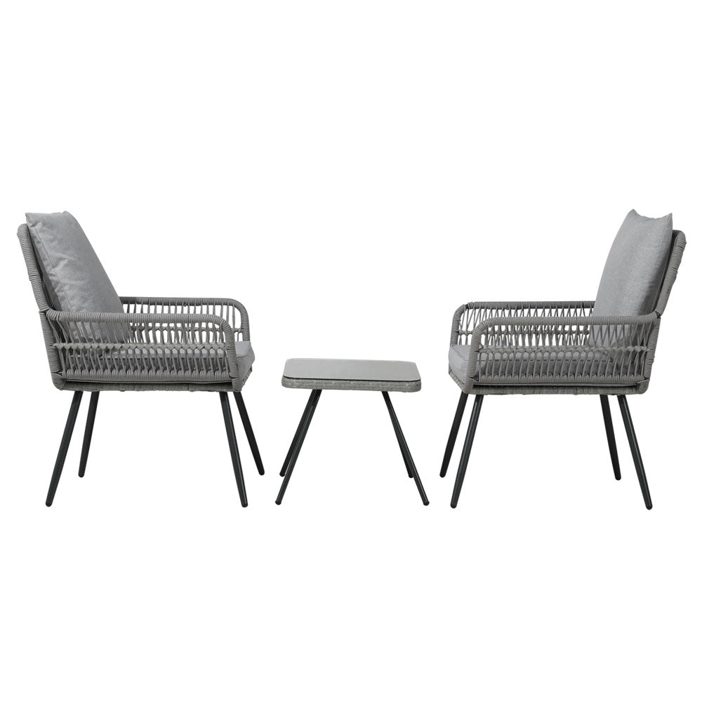 Outdoor Chairs Table Furniture Lounge Bistro Patio Set - 3 Piece