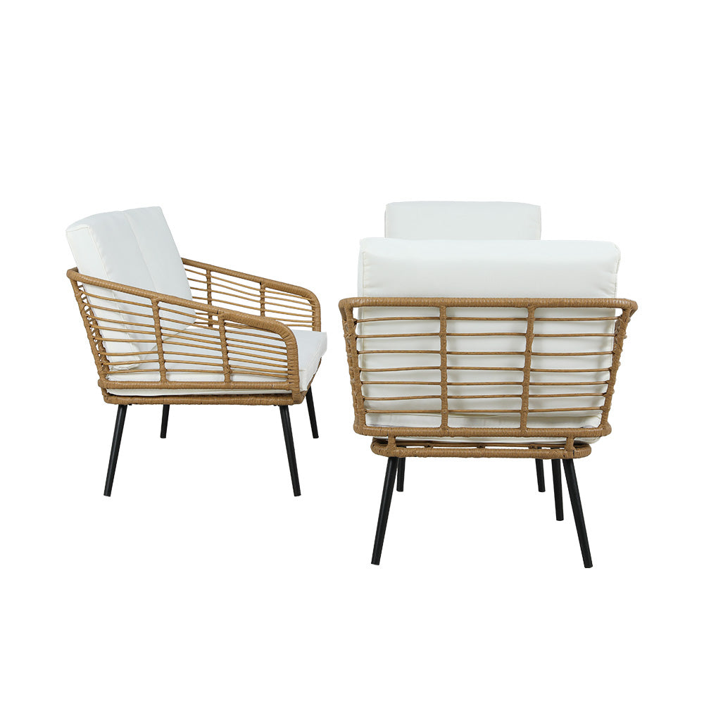 Outdoor Furniture Sofa Rattan Table Chairs Lounge Set - 4 Piece