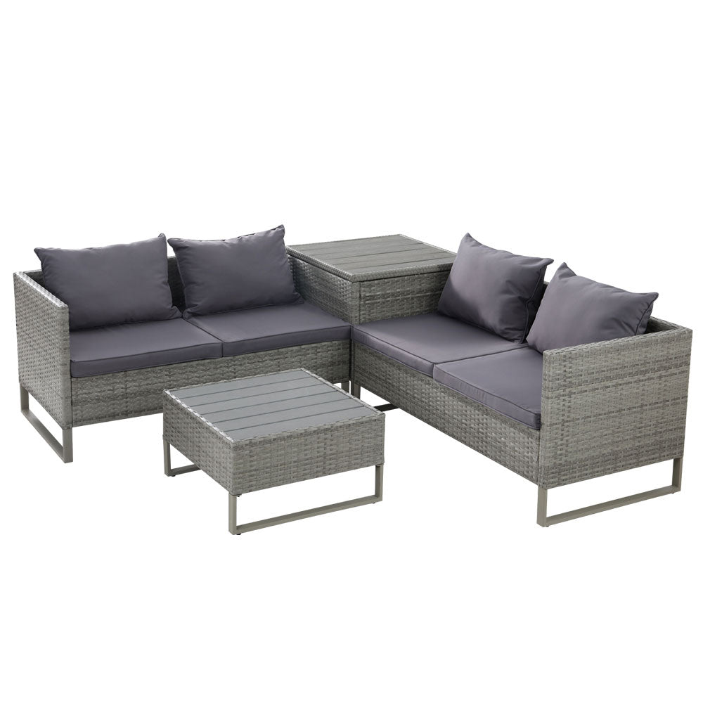 Outdoor Sofa Furniture Garden Couch Table Chair Lounge Set - Grey