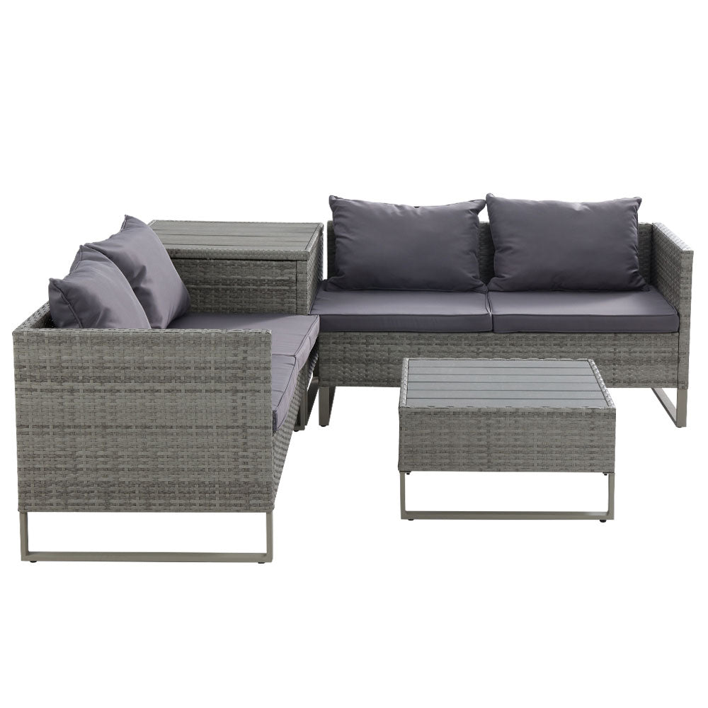 Outdoor Sofa Furniture Garden Couch Table Chair Lounge Set - Grey