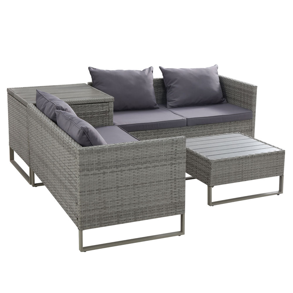 Outdoor Sofa Furniture Garden Couch Table Chair Lounge Set - Grey