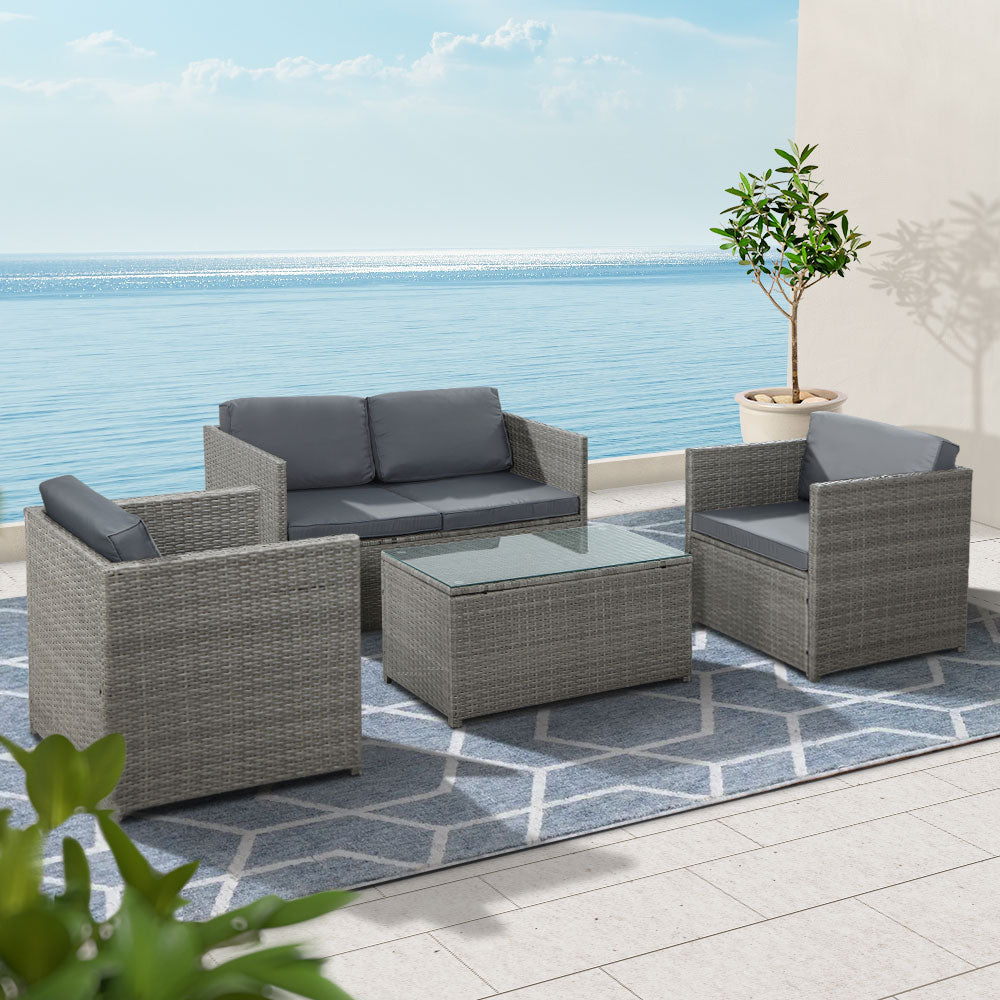 Outdoor Furniture Sofa  Table Chairs Lounge Set- 4 Seater