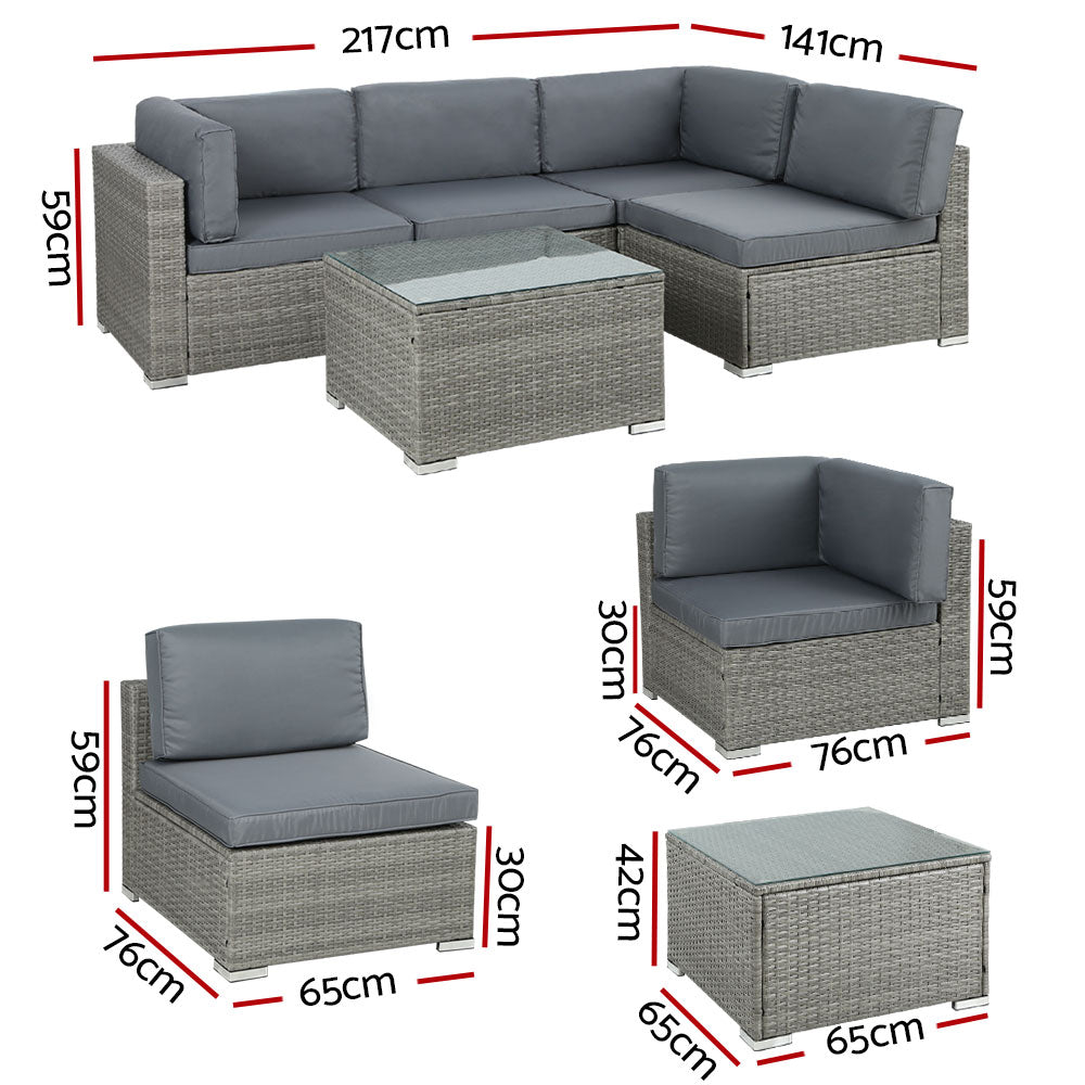 Outdoor Furniture Sofa  Table Chairs Lounge Set- 5 Piece