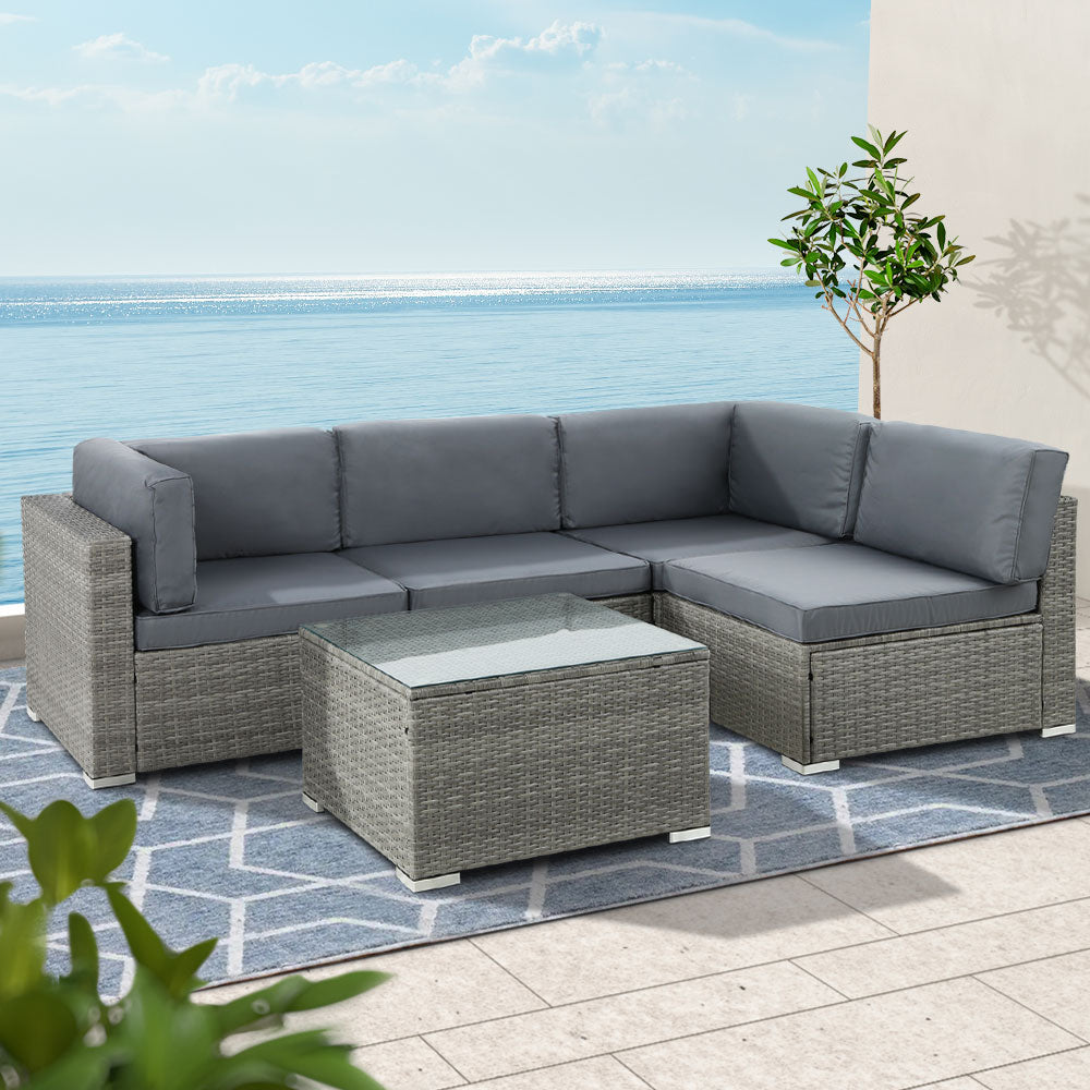 Outdoor Furniture Sofa  Table Chairs Lounge Set- 5 Piece
