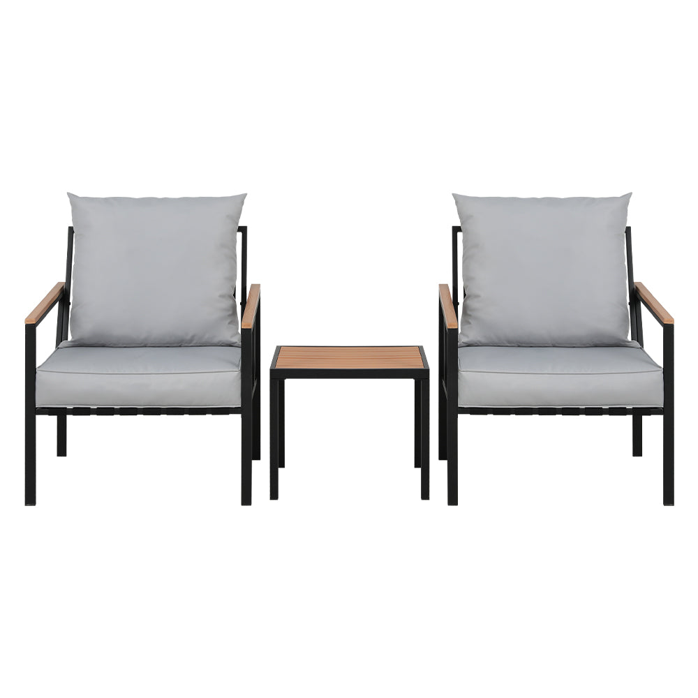 Outdoor Furniture Lounge Setting Bistro Chairs Table Patio Set - 3pcs