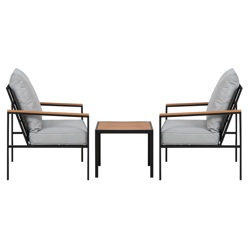 Outdoor Furniture Lounge Setting Bistro Chairs Table Patio Set - 3pcs