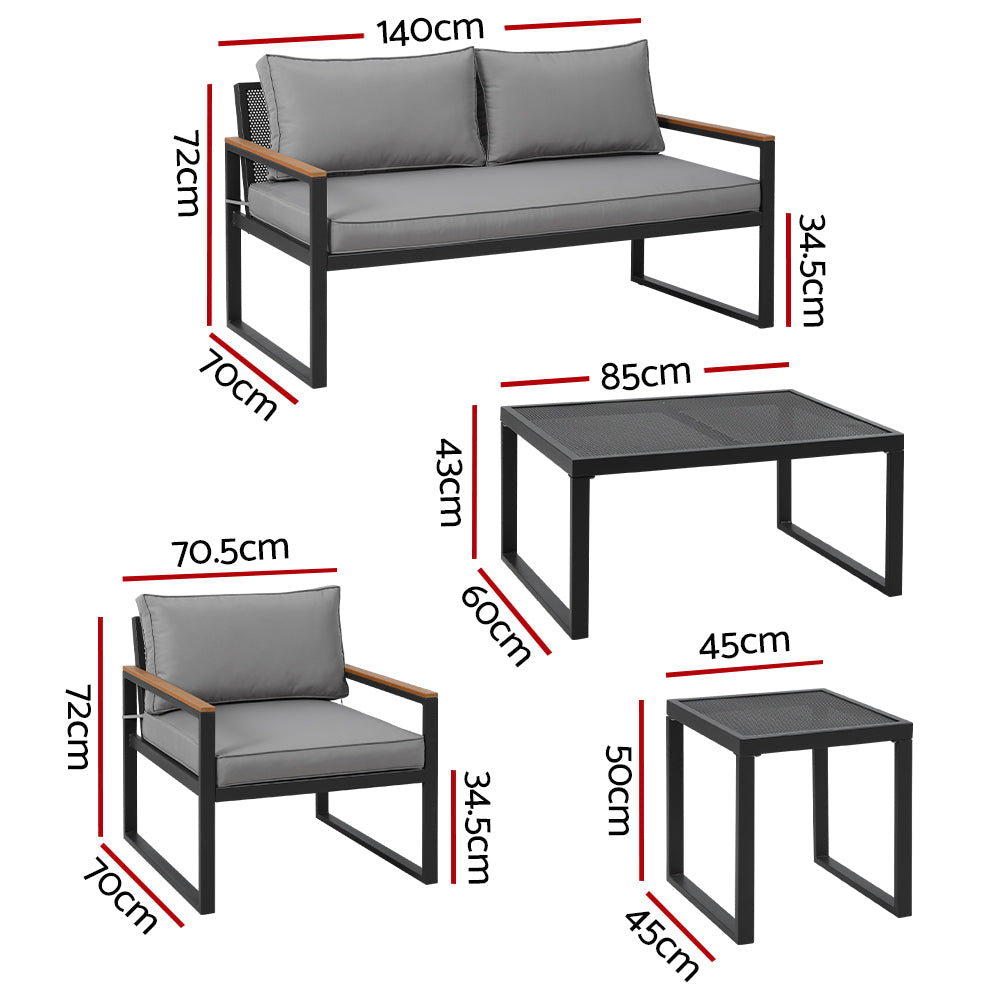 Sofa Outdoor Corner Modular Setting Steel Lounge Set - 3 Seater