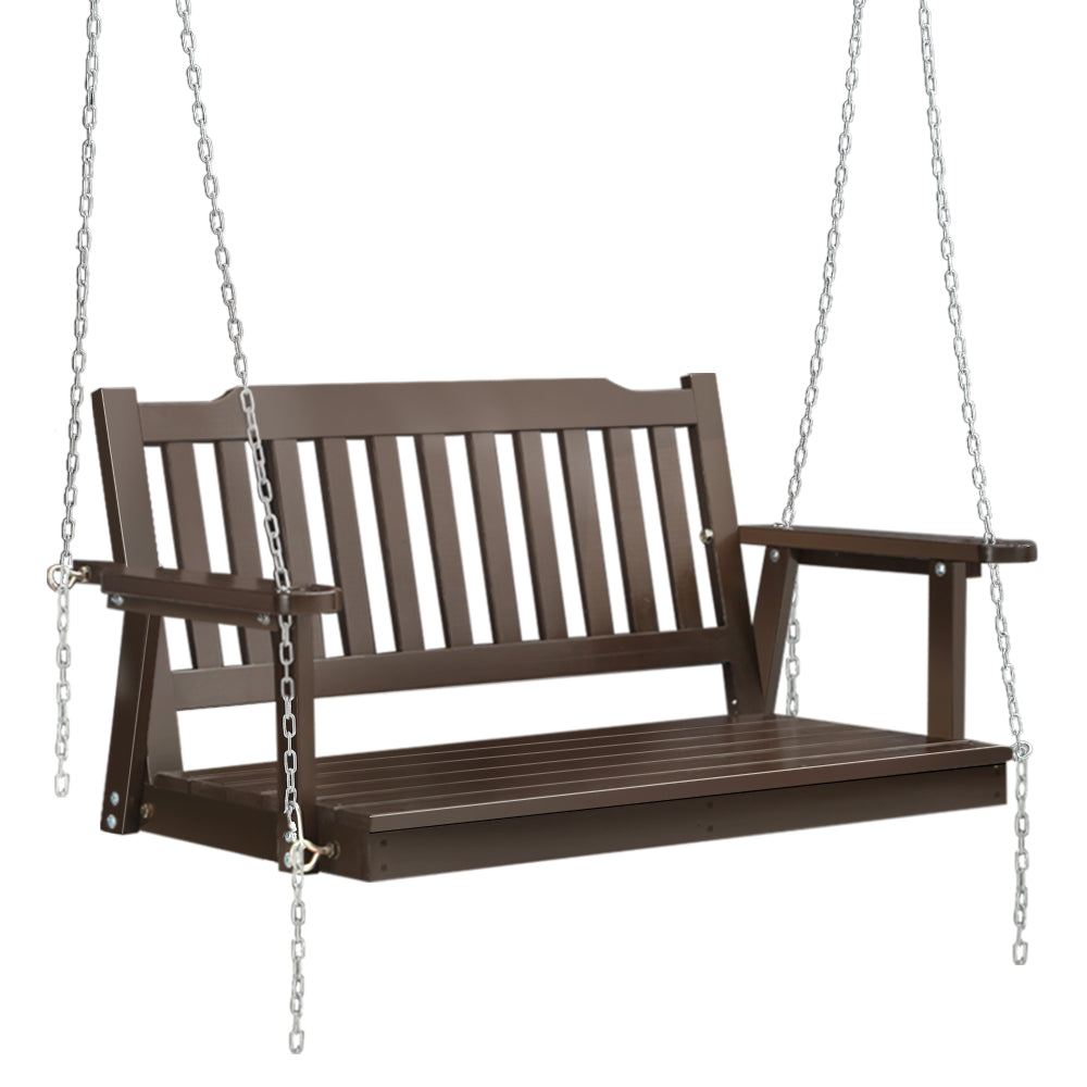 Wooden Garden Porch Swing Bench Outdoor Furniture - Brown