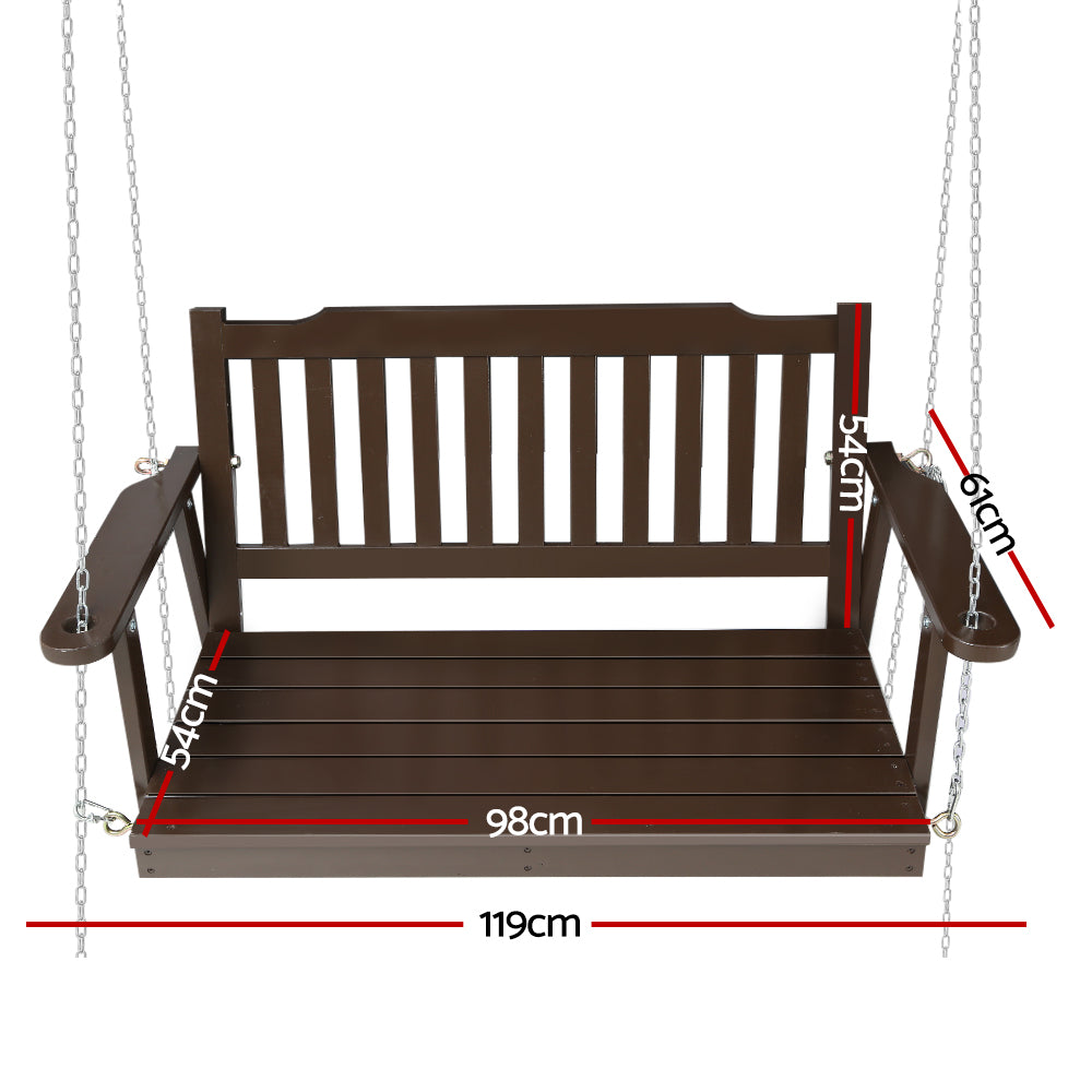 Wooden Garden Porch Swing Bench Outdoor Furniture - Brown