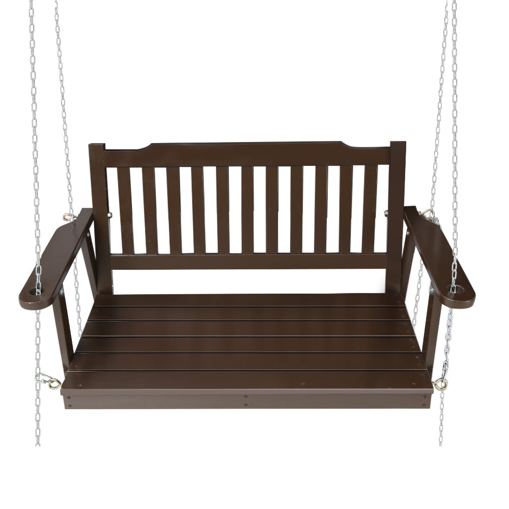 Wooden Garden Porch Swing Bench Outdoor Furniture - Brown