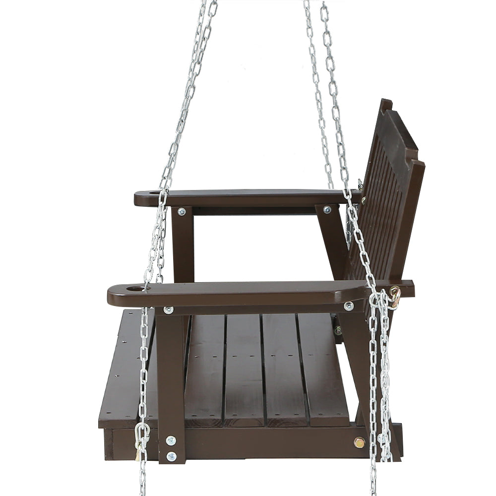 Wooden Garden Porch Swing Bench Outdoor Furniture - Brown