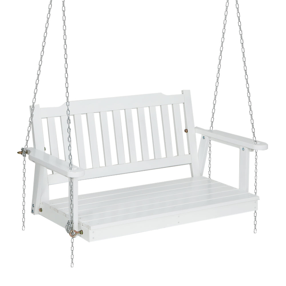 Wooden Garden Porch Swing Bench Outdoor Furniture - White
