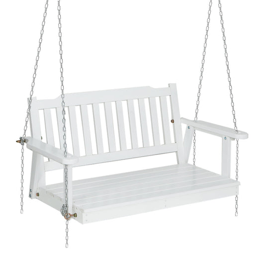 Wooden Garden Porch Swing Bench Outdoor Furniture - White
