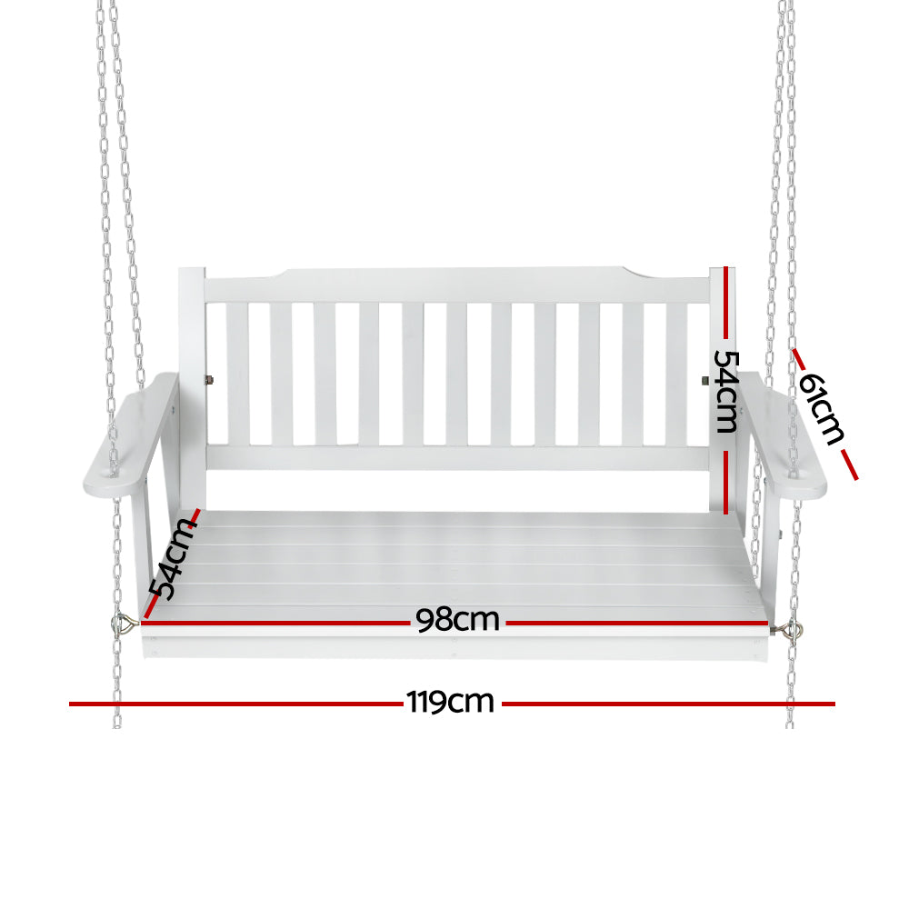 Wooden Garden Porch Swing Bench Outdoor Furniture - White