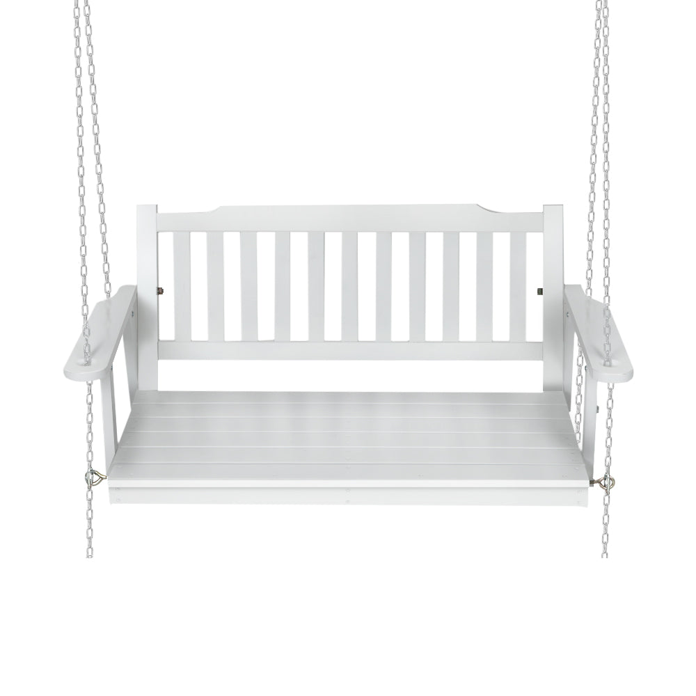 Wooden Garden Porch Swing Bench Outdoor Furniture - White