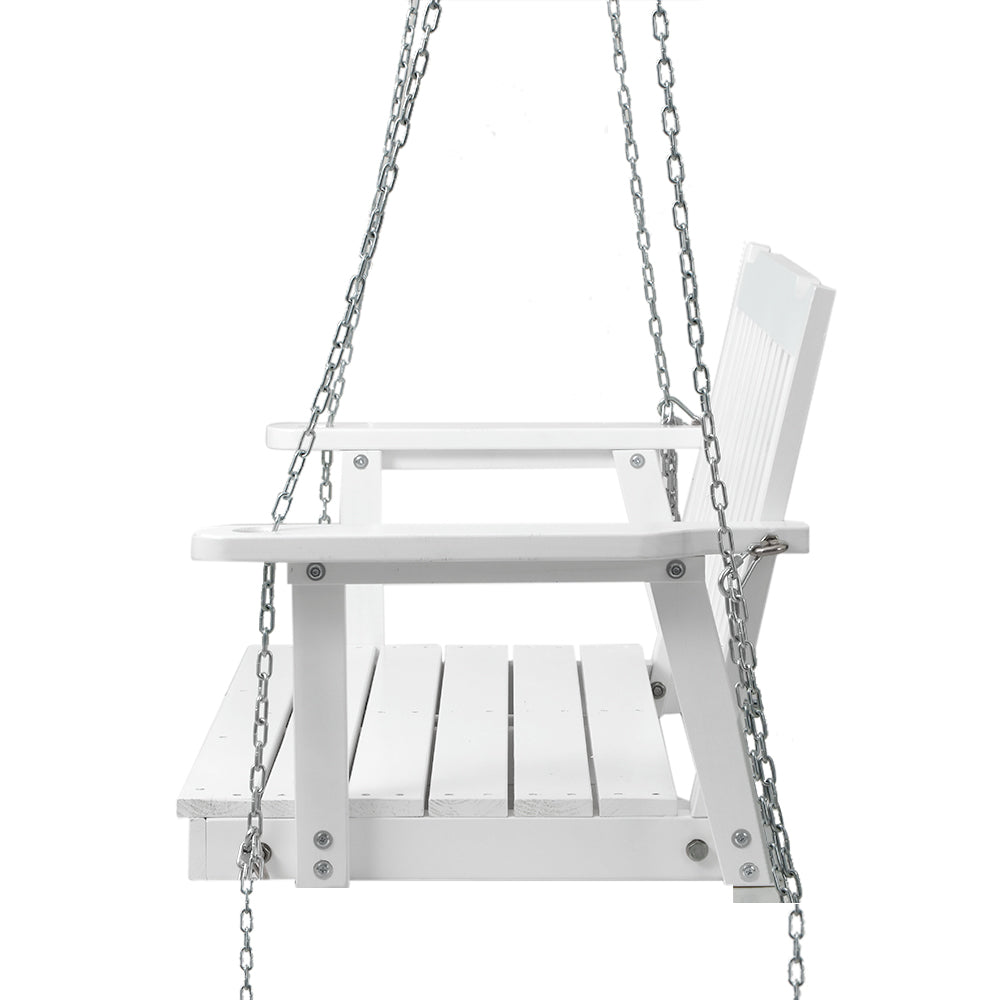 Wooden Garden Porch Swing Bench Outdoor Furniture - White