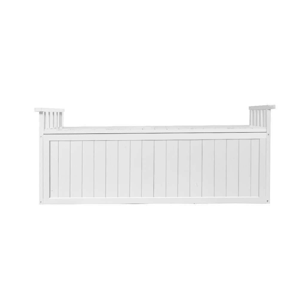 Garden Outdoor Storage Box Wooden Bench Chest Tool XL - White