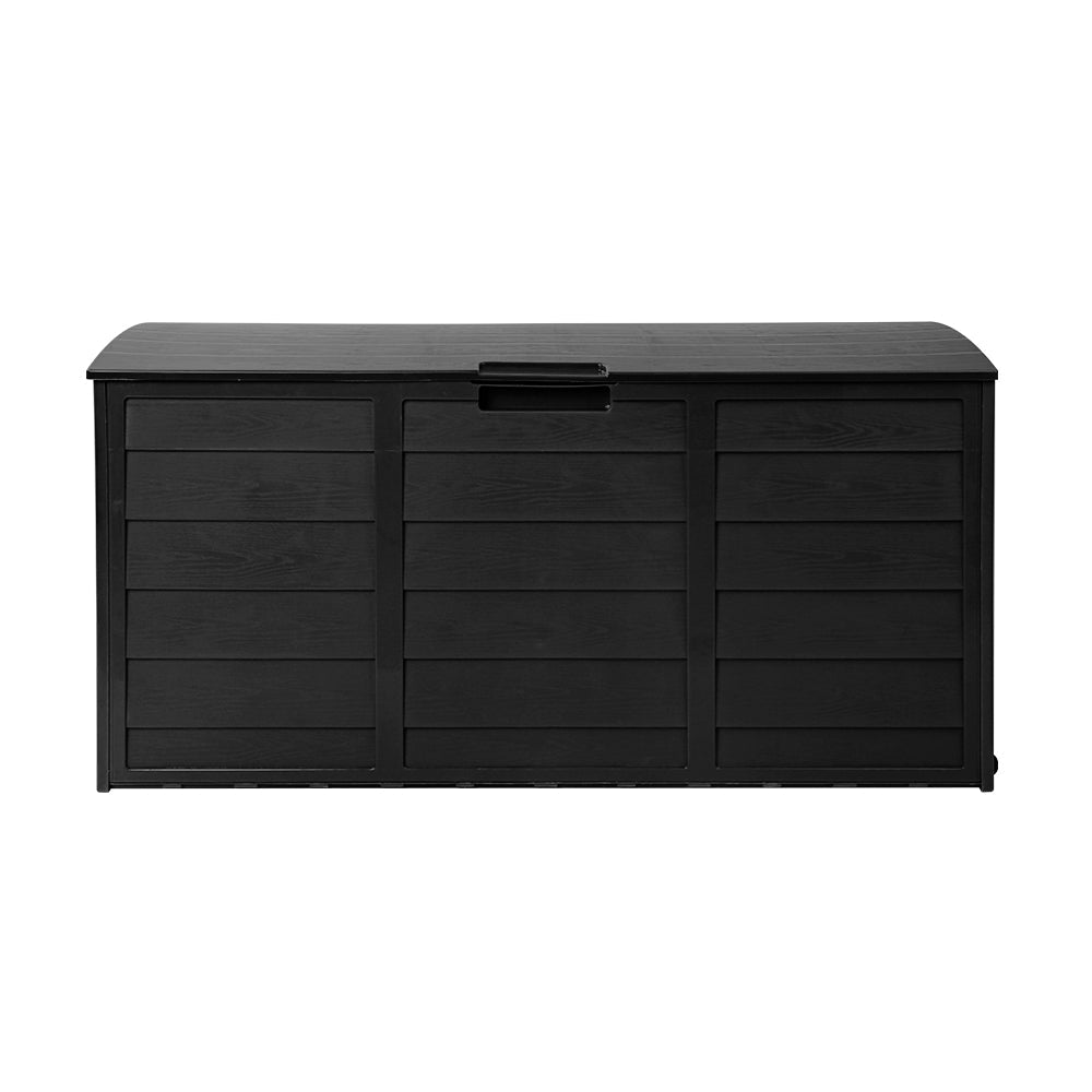 Lockable Outdoor Storage Container Box All Black - 290L