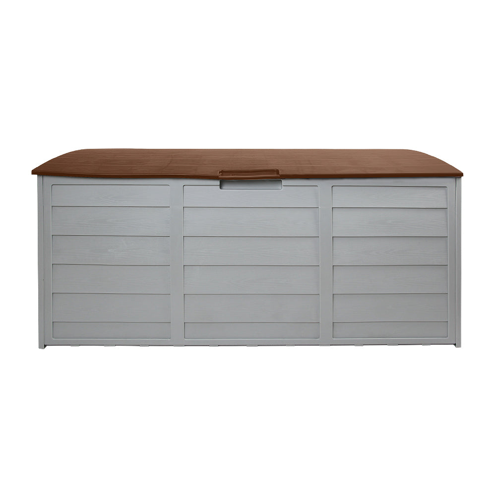 Lockable Outdoor Storage Container Box Brown Lid - 290L
