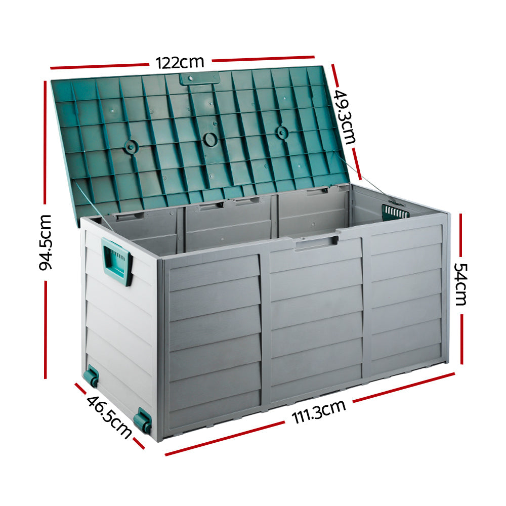 Lockable Outdoor Storage Container Box Green Lid - 290L