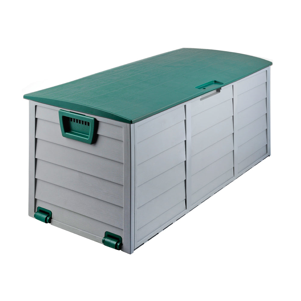 Lockable Outdoor Storage Container Box Green Lid - 290L
