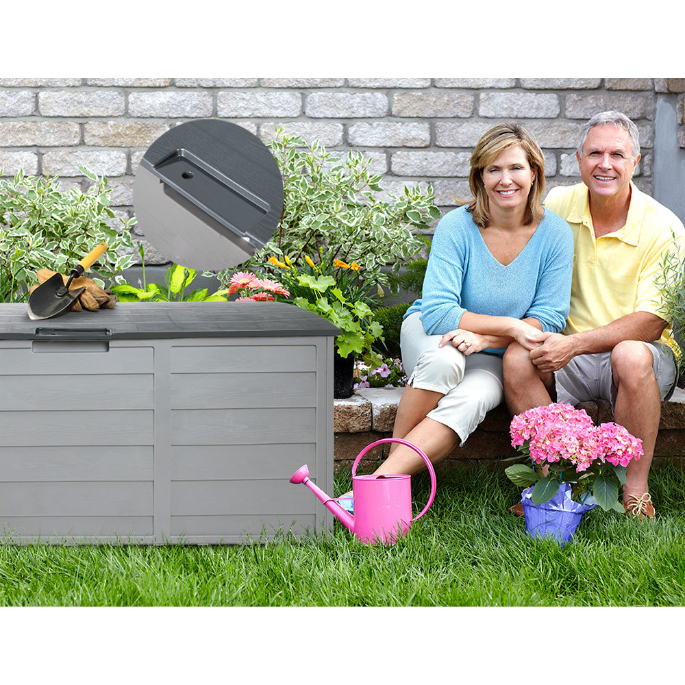 Lockable Outdoor Storage Container Box Grey - 290L
