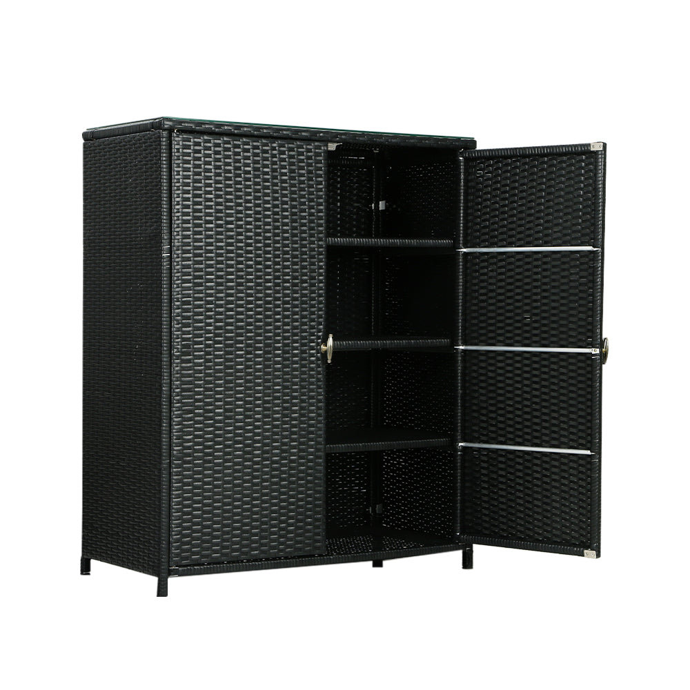 Outdoor Storage Cabinet Garage Shelf Chest Garden Shed Tools - Black