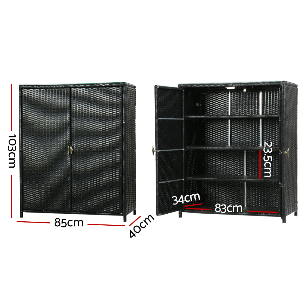 Outdoor Storage Cabinet Garage Shelf Chest Garden Shed Tools - Black