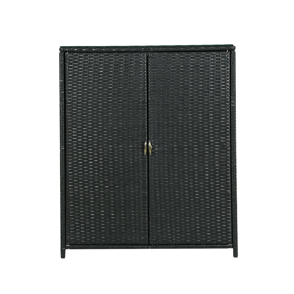 Outdoor Storage Cabinet Garage Shelf Chest Garden Shed Tools - Black