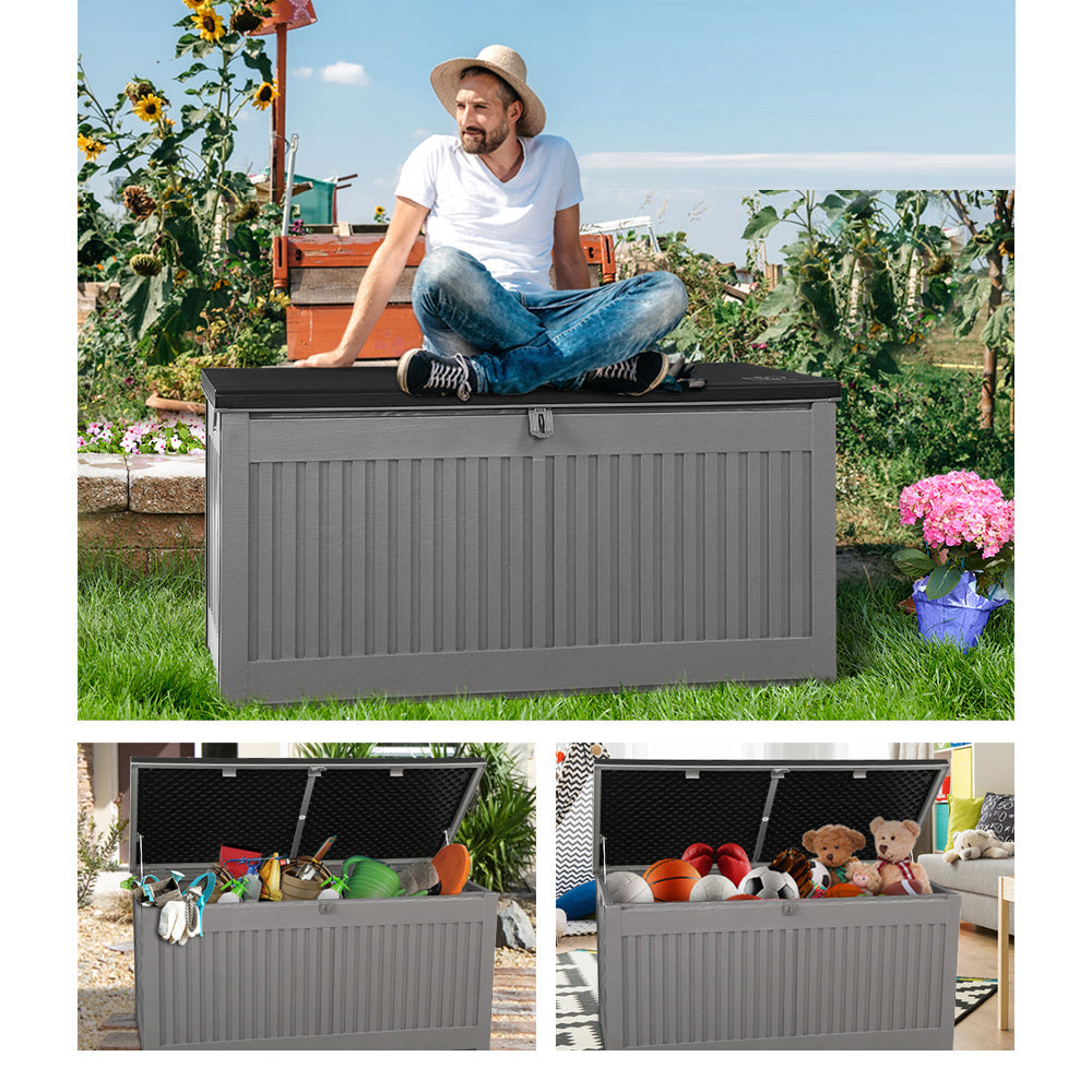 Lockable Outdoor Storage Container Box Dark Grey - 270L