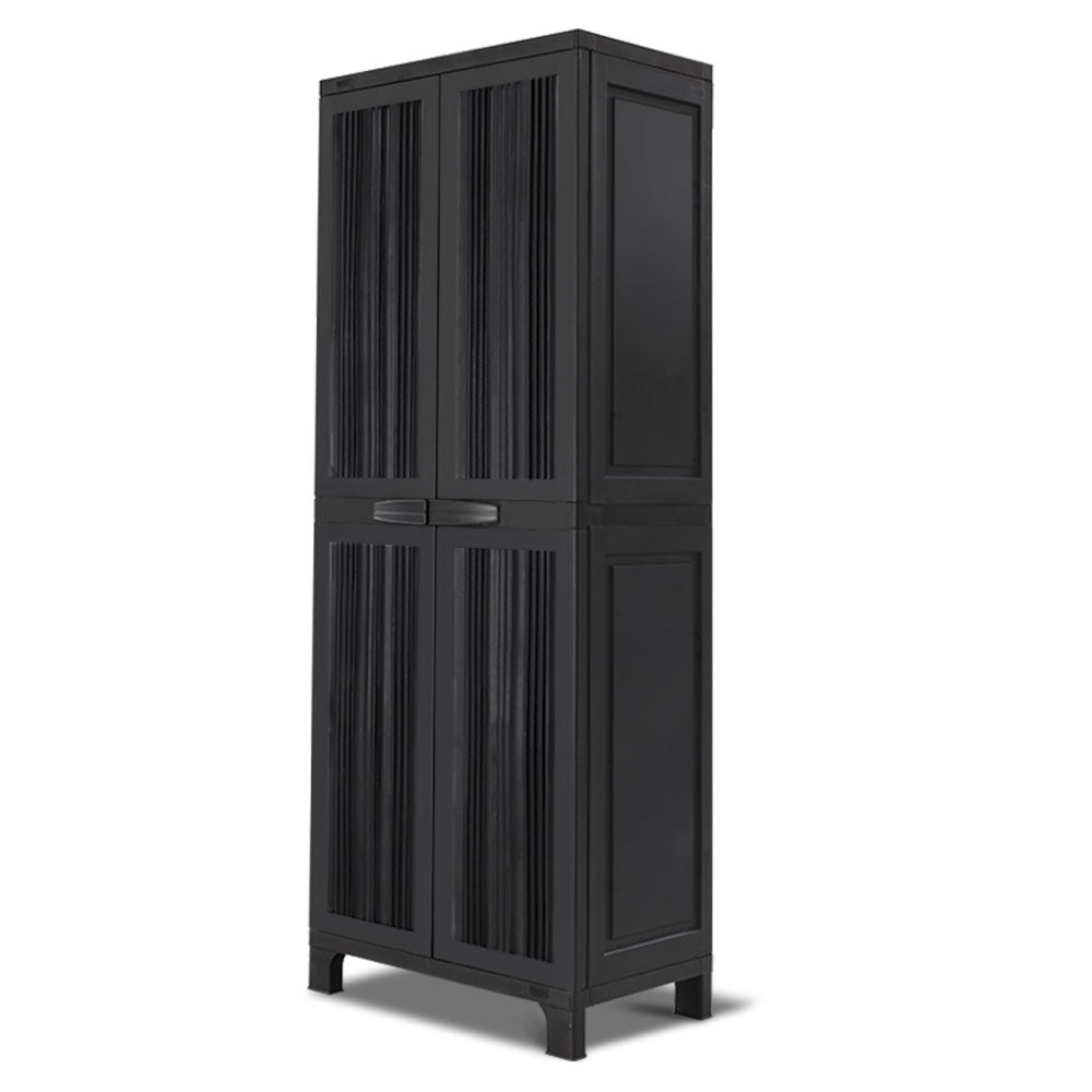 Lockable Tall Outdoor Storage Container Box Black - 173 CM