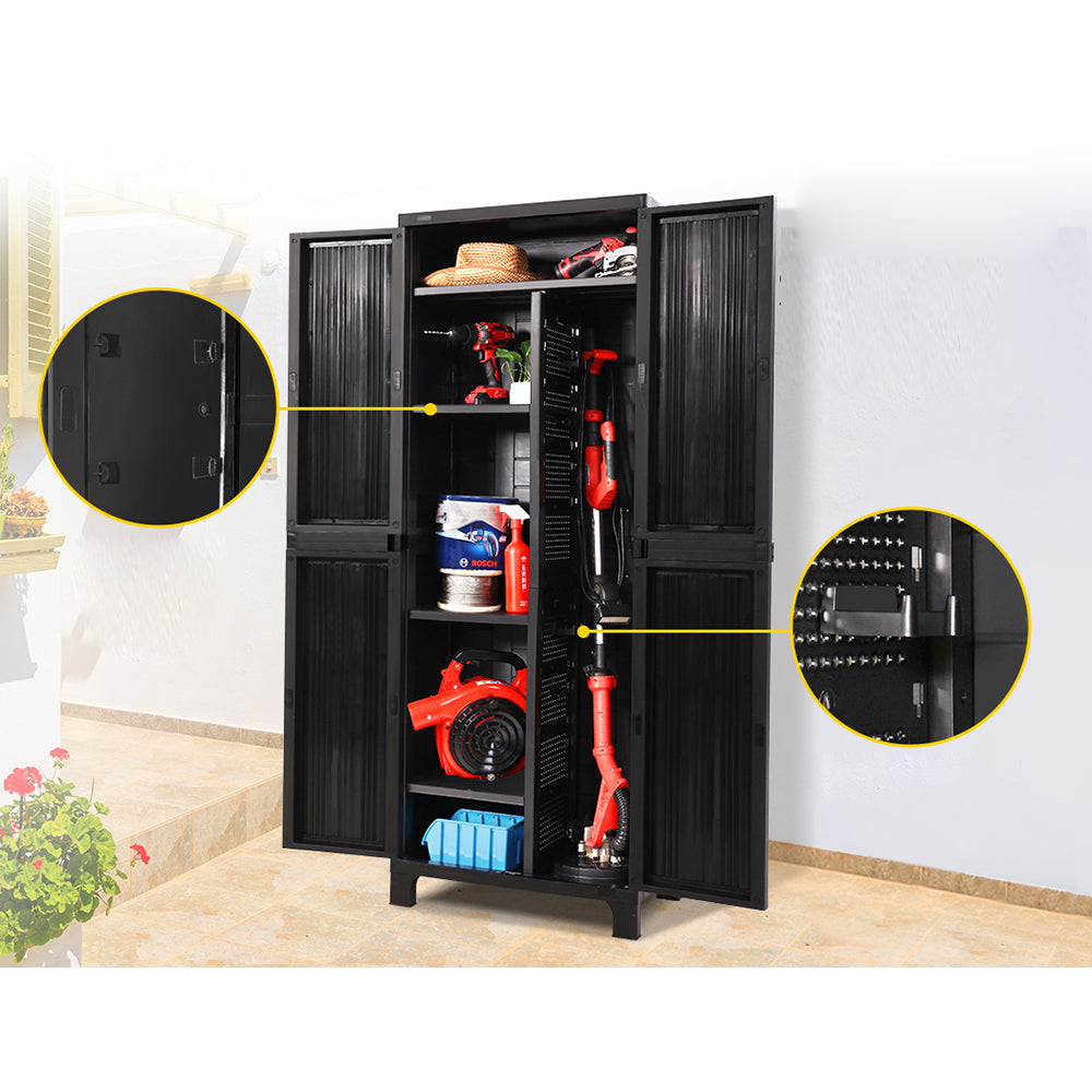 Lockable Tall Outdoor Storage Container Box Black - 173 CM