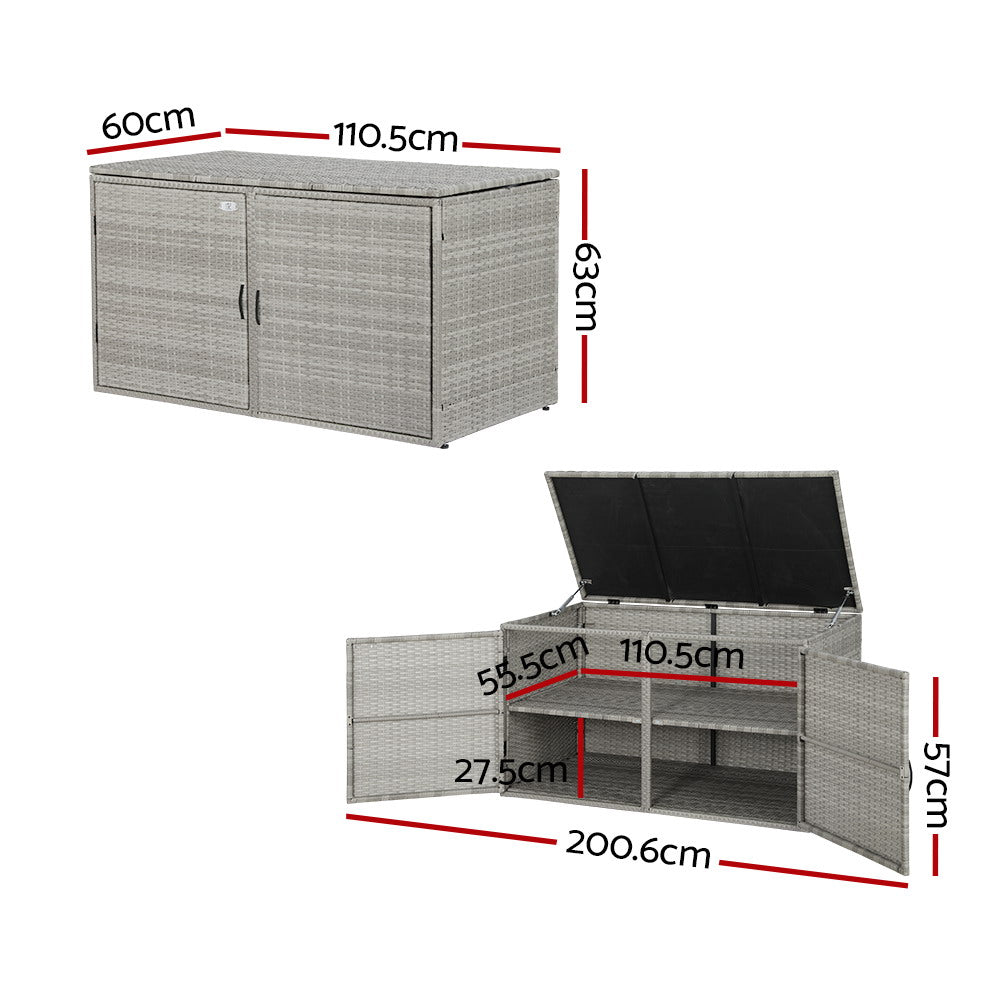 Storage Bench Box Garden Sheds Cushion Patio Tool Outdoor Chair - Grey